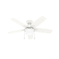 Hunter 52488 44 in. Anisten Fresh White Ceiling Fan with LED Light Kit & Pull Chain