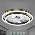 Flero 20 - in Black Color - Changing Integrated LED Indoor Flush Mount Ceiling Fan with Light and Remote (7 - Blade)