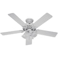 Hunter Studio Series 52" Ceiling Fan with 4-Light Kit - White - White/Bleached Oak Blades