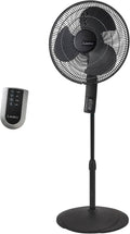 Lasko Oscillating Pedestal Fan, Thermostat, Adjustable Height, Remote Control, Timer, 4 Speeds, for Bedroom, Living Room, Office & Dorm, 16", Black