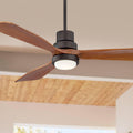 52 inch Casa Vieja Delta - Wing DC Modern Indoor Outdoor Ceiling Fan with LED Light Oil Rubbed Bronze Solid Wood Damp Rated for Patio Exterior House