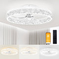 VOLISUN Modern Ceiling Fans with Lights and Remote, 19.7in Low Profile Ceiling Fan Flush Mount, 3000K - 6500K Dimmable Bladeless LED Fan Light, White
