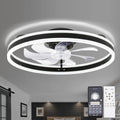 Oaks Aura DC2002 20in. LED Indoor Black Bladeless Low Profile Ceiling Fan Flush Mount Smart App Remote Control Dimmable Lighting