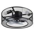 Hallas 18" Caged Ceiling Fan w/ Light Black Iron Metal Round Lamp Chandelier 3 Speeds Williston Forge